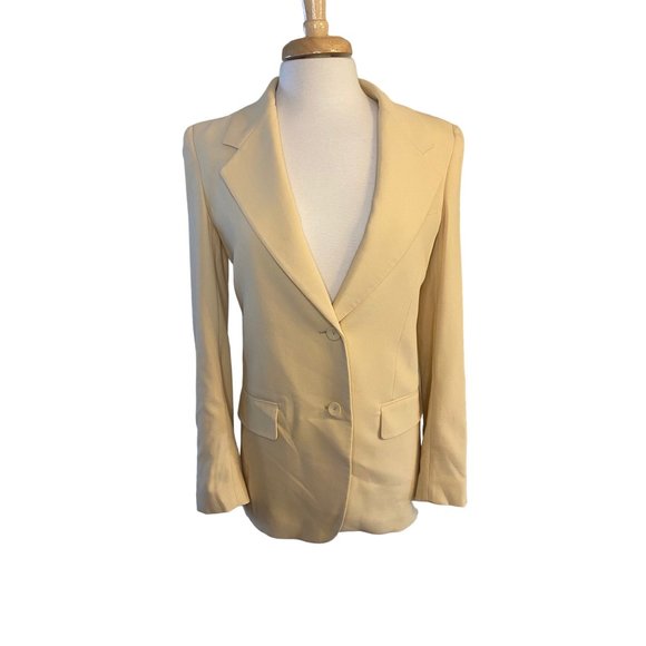 Lafayette 148 New York Jackets & Blazers - Lafayette 148 Pale Yellow Shoulder Padded Blazer Womens Medium